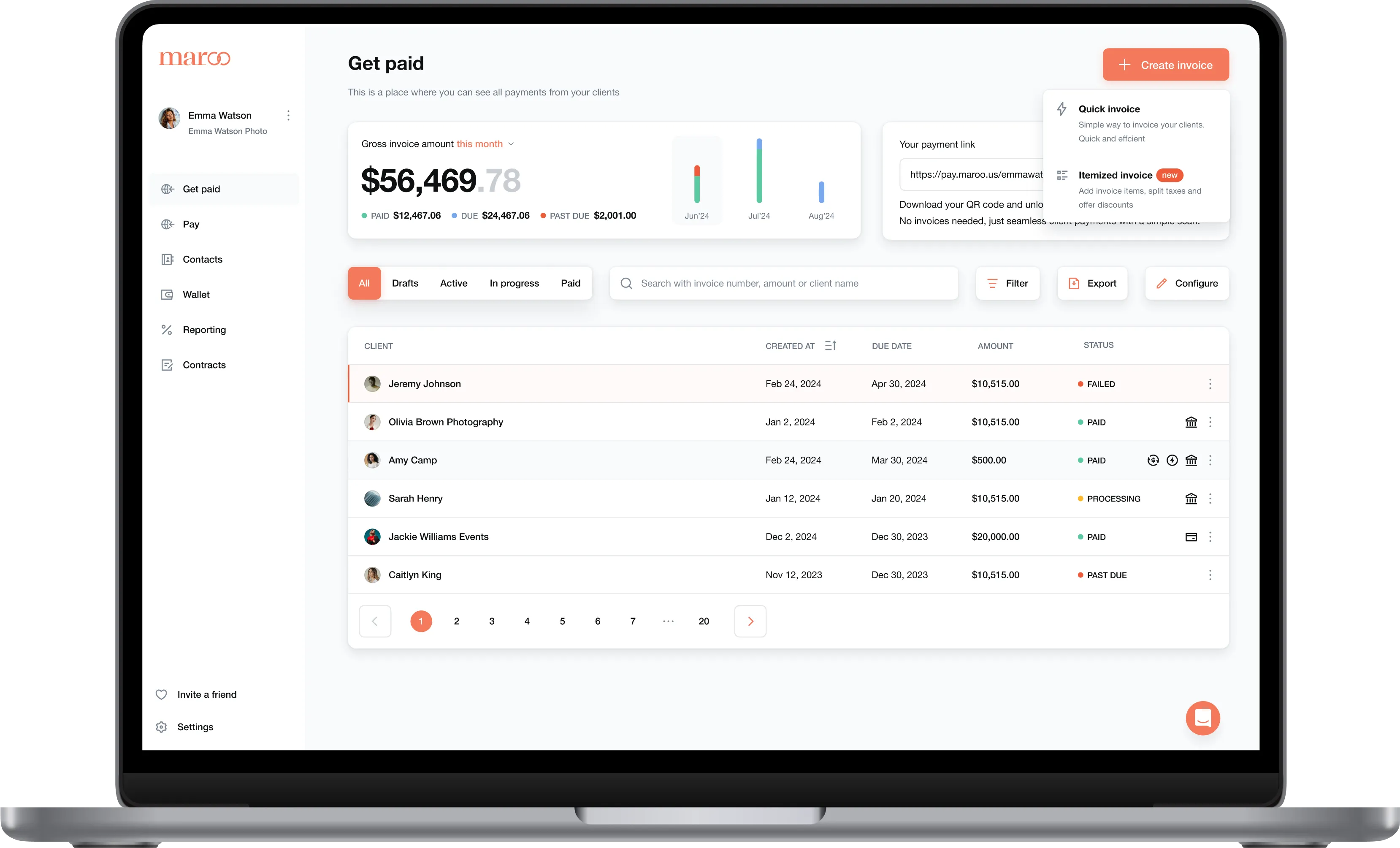 Maroo dashboard